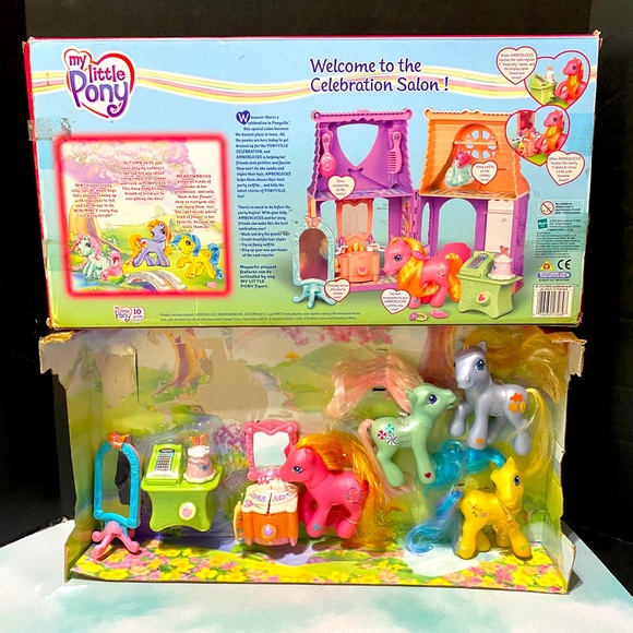MY LITTLE PONY G3 VTG 2003 CELEBRATION SALON w/AMBERLOCKS & 3 MORE PONY FIGURES - Picture 16 of 16